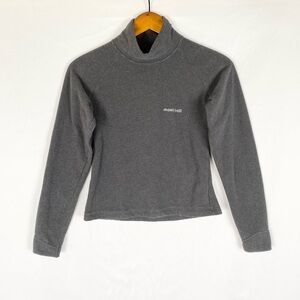 Montbell Fleece Mock Neck Crop Pullover Sweater Long Sleeve Gray Size Medium